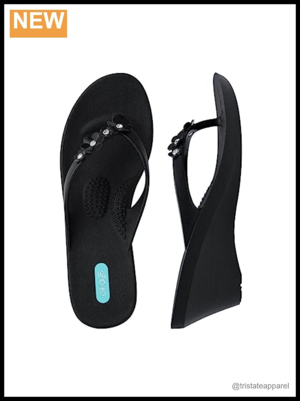 Margot Wedge Flip Flops with Arch Support and Massage Beads